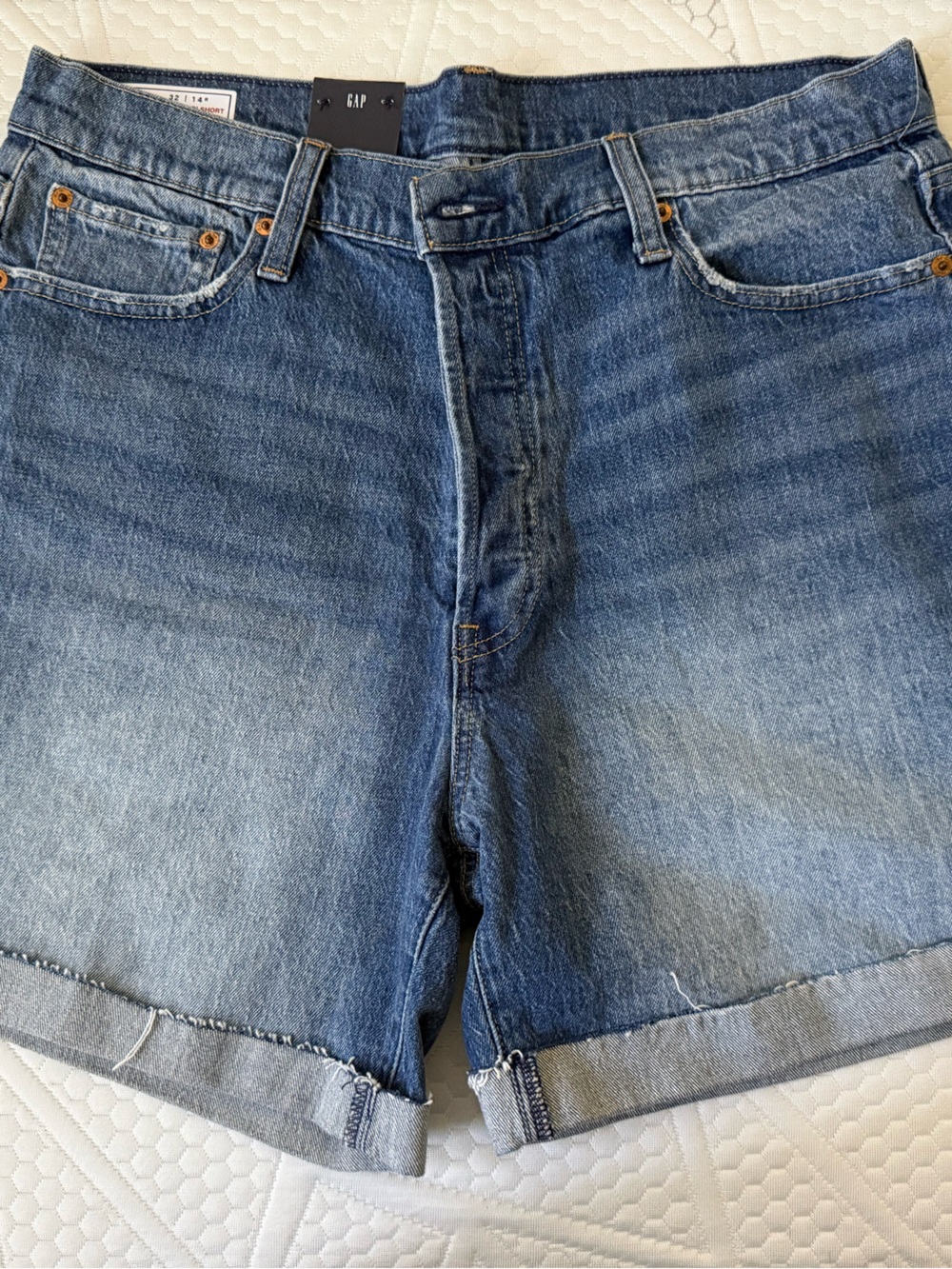 GAP Medium Blue Rolled-Hem Denim Shorts